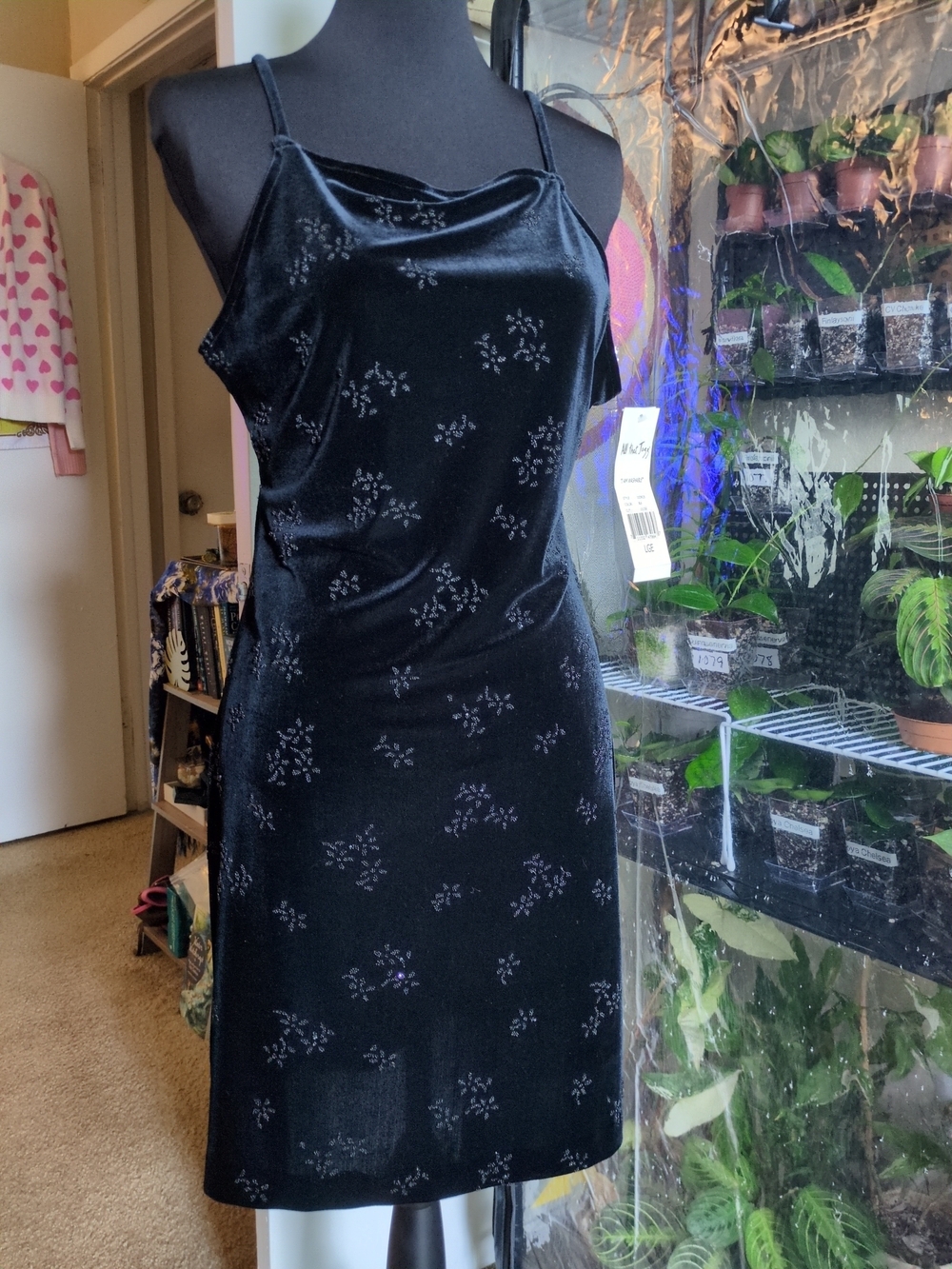 All that Jazz Black Velvet Floral Slip Mini Dress